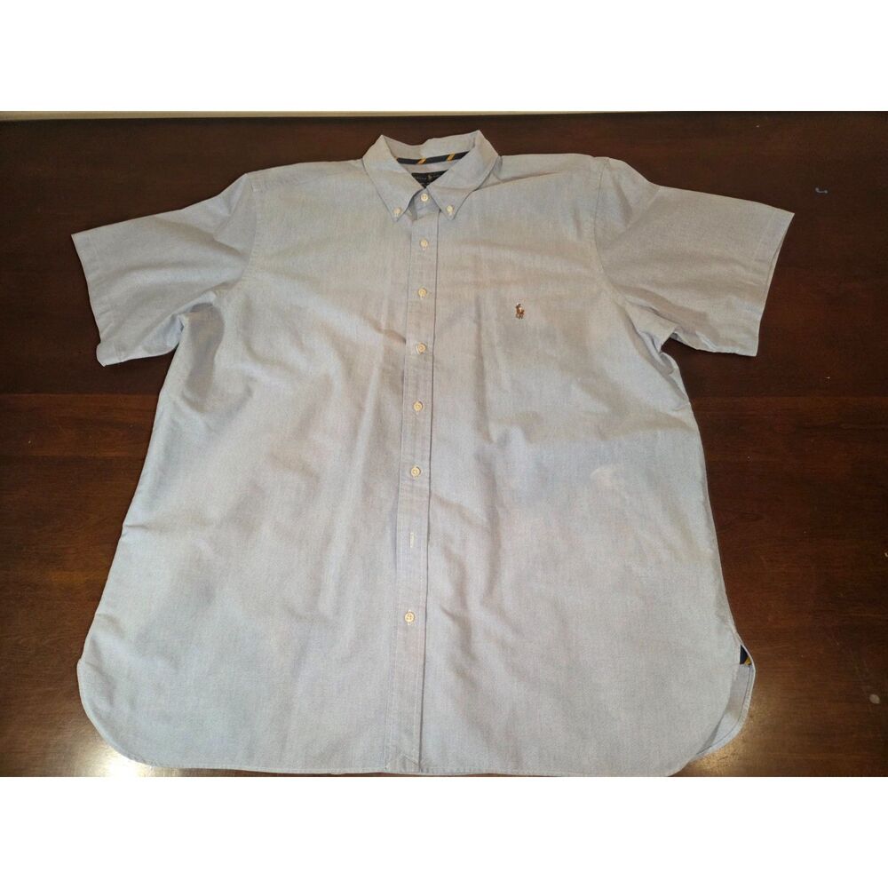 ​Polo Ralph Lauren Shirt 2XL Big Short Sleeve Button Down Light Blue Oxford Men